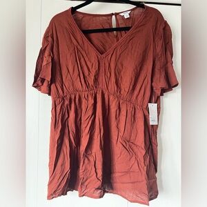 Kohl's Terracotta V-Neck Blouse